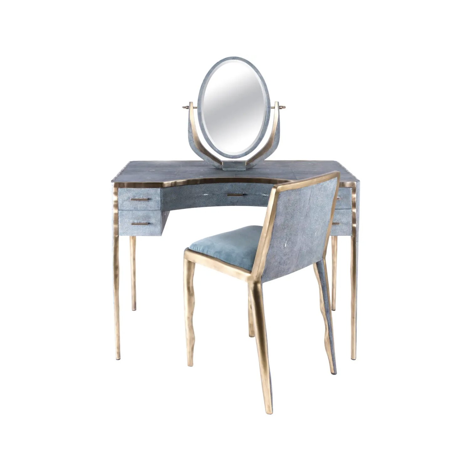 R&Y AugoustiMelting Vanity Table in Blue Shagreen梳妝臺